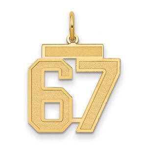 14k Yellow Gold, Jersey Collection, Medium Number 67 Pendant